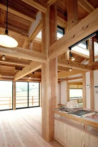 自然素材　腰屋根の家の写真